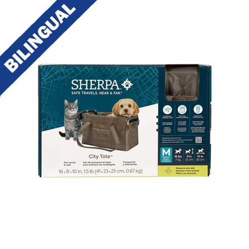 Sherpa® City Tote | Sac de transport et tapis convertibles pour animaux de compagnie lavables en machine, marron bois flotté - Moyen