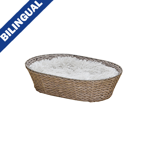 Petpals Panier tube pour animaux, gris et tissé a la main