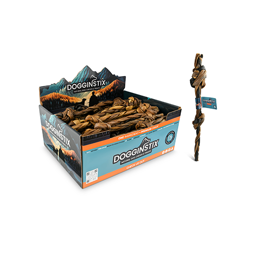 Doggin Stix - Bâton de collagène d'agneau pour chien | Tressé avec 2 noeuds