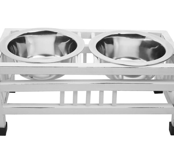 IndiPet - Bol double surélevé blanc | Chien