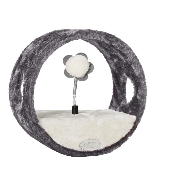 Bud'z Station De Jeu Pour Chat, Anneau Interactif Avec Jouet Sur Ressort, Gris 28cm