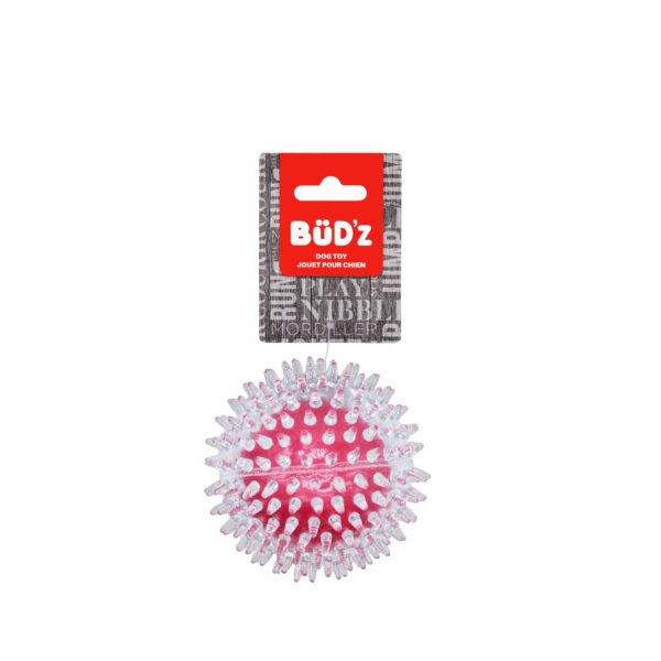 Bud'z Jouet En Caoutchouc Pour Chien - Balle à Pointes, Transparente & Rose 9cm