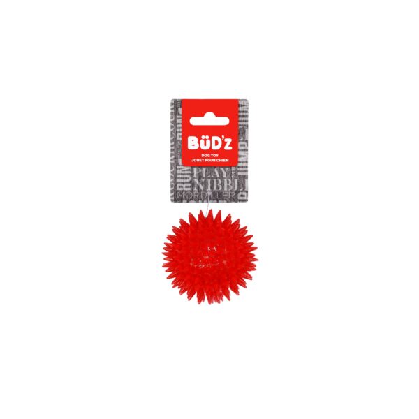 Bud'z Jouet En Caoutchouc Pour Chien - Balle à Pointes, Rouge 6.3cm