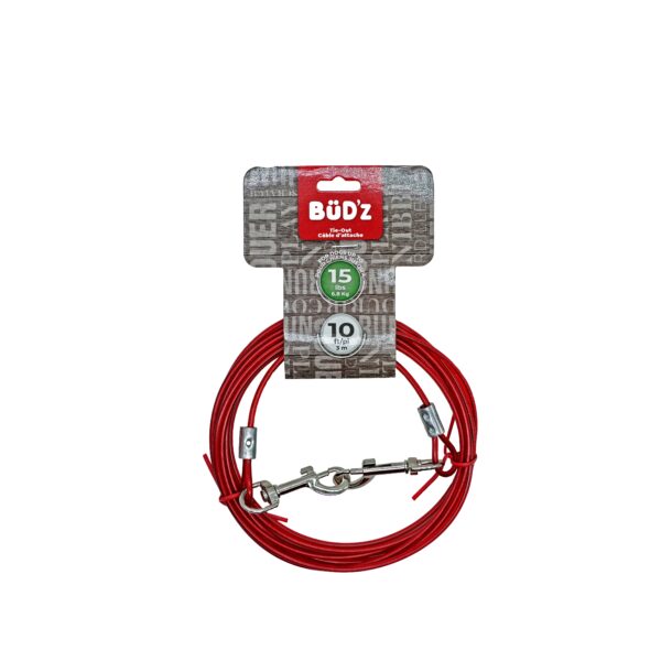 Bud'z Câble D'attache 10' / 3m (pour Chiens Jusqu'à 15 Lb)