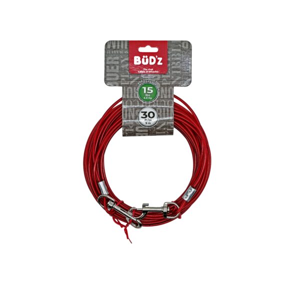 Bud'z Câble D'attache 30' / 9m (pour Chiens Jusqu'à 15 Lb)