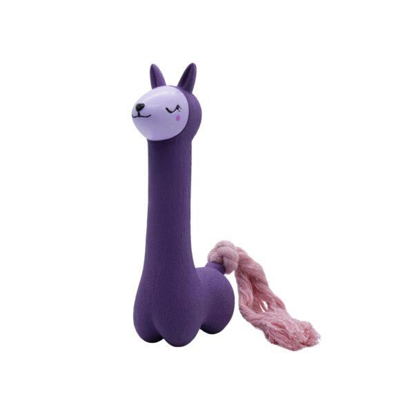 Bud'z Jouet En Latex Avec "squeaker" Pour Chien - Lama Mauve à Queue Rose 18cm