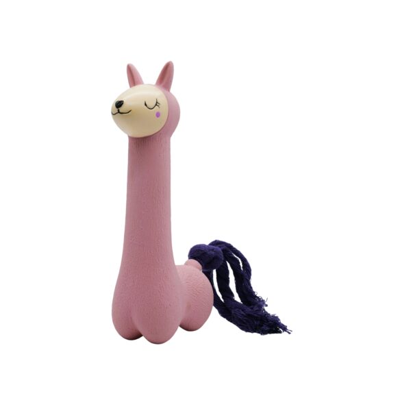 Bud'z Jouet En Latex Avec "squeaker" Pour Chien - Lama Rose à Queue Mauve 18cm