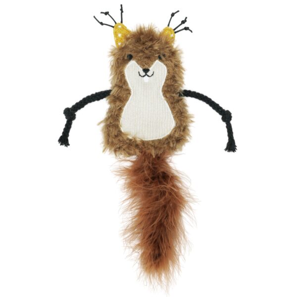 Bud'z Jouet Pour Chat - Écureuil soyeux avec pochette et herbe à chat insérée | 23cm