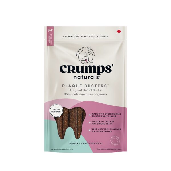 Crumps' Naturals Gâteries Pour Chien, "plaque Busters" 7'' Original Pqt 10