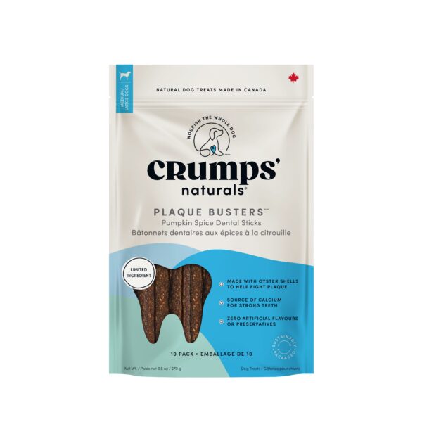 Crumps' Naturals Gâteries Pour Chien, "plaque Busters" 7'' Citrouille Pqt 10
