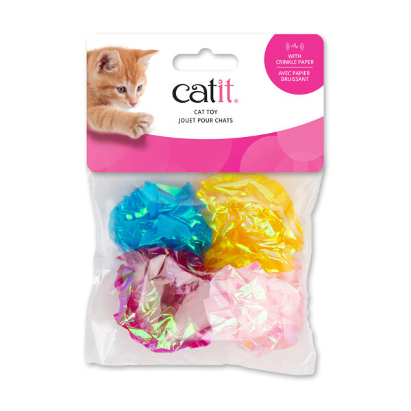 Catit - Jouet pour chats | Balles avec papier froissé - Paquet de 4