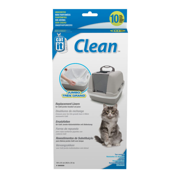 Catit - Doublures Clean Catit pour très grands bacs à litière recouverts | Non parfumées- Paquet de 10