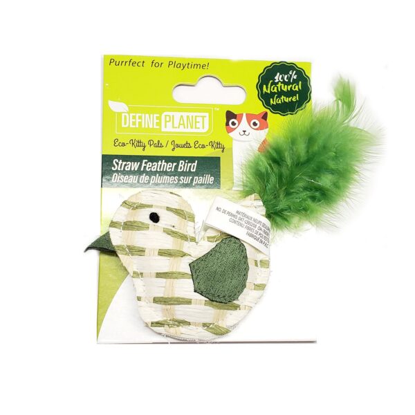 Define Planet - Jouet pour chat - Oiseau de plumes sur paille