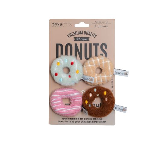 Dexypaws - Jouet en peluche pour chat | Ensemble de 4 beignes