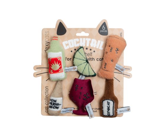 Dexypaws - Jouet en peluche pour chat | Ensemble de 6 jouets sur le thème des cocktails