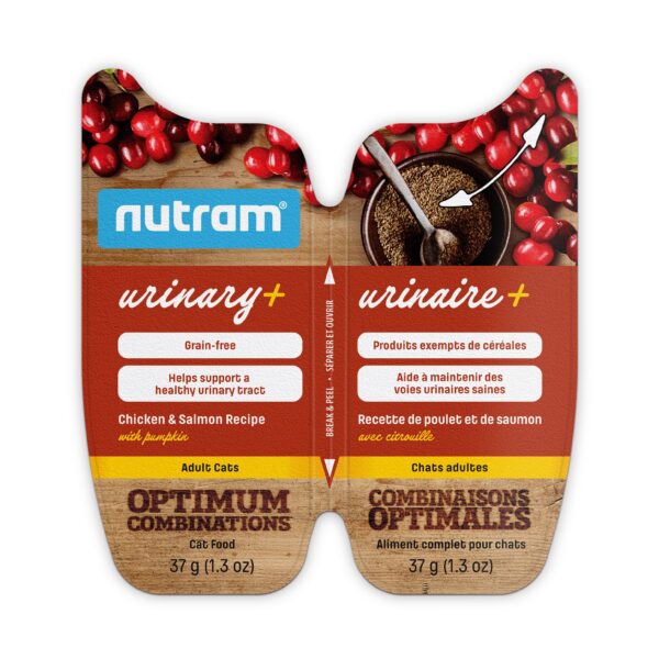 Nutram Combinaisons Optimales Urinaire+ Chat Poulet, Saumon & Citrouille, Sans Grains - Pqt (2.6oz) PRODUIT DISCONTINUÉ