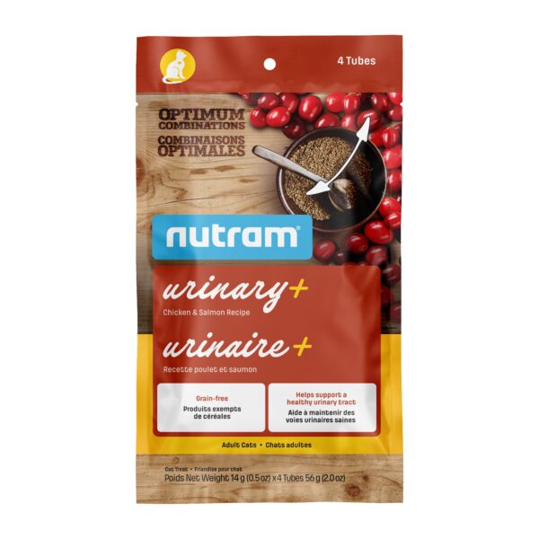 Nutram Combinaisons Optimales Urinaire+ Chat Poulet & Saumon, Sans Grains - Pqt De 4 Tubes (2oz)