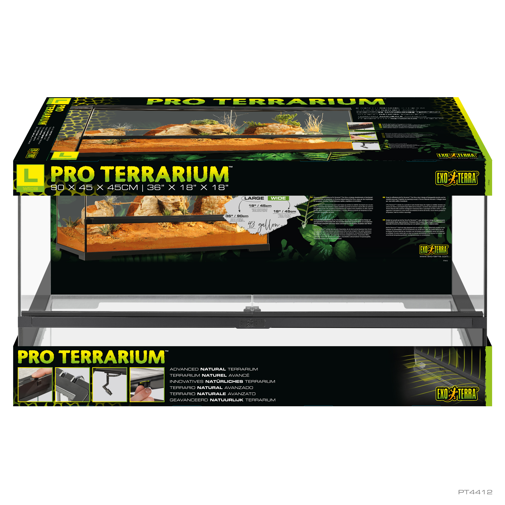 Exo Terra | Terrarium professionnel - Habitat avancé naturel | Grand - 90 x 45 x 45 cm