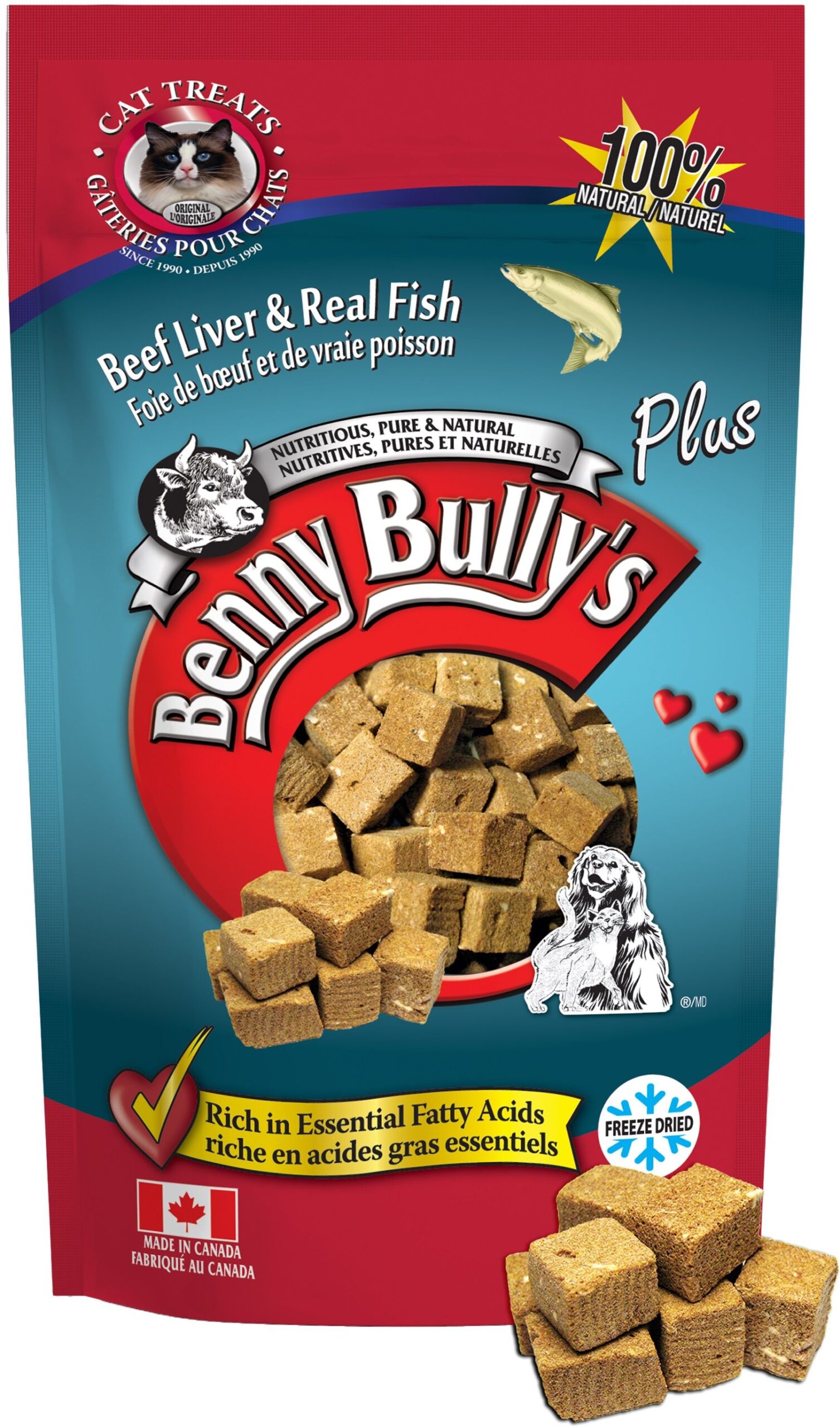 Benny Bully’s | Gâteries lyophilisées pour chien et chat | Foie de boeuf et de poisson - 20 gr