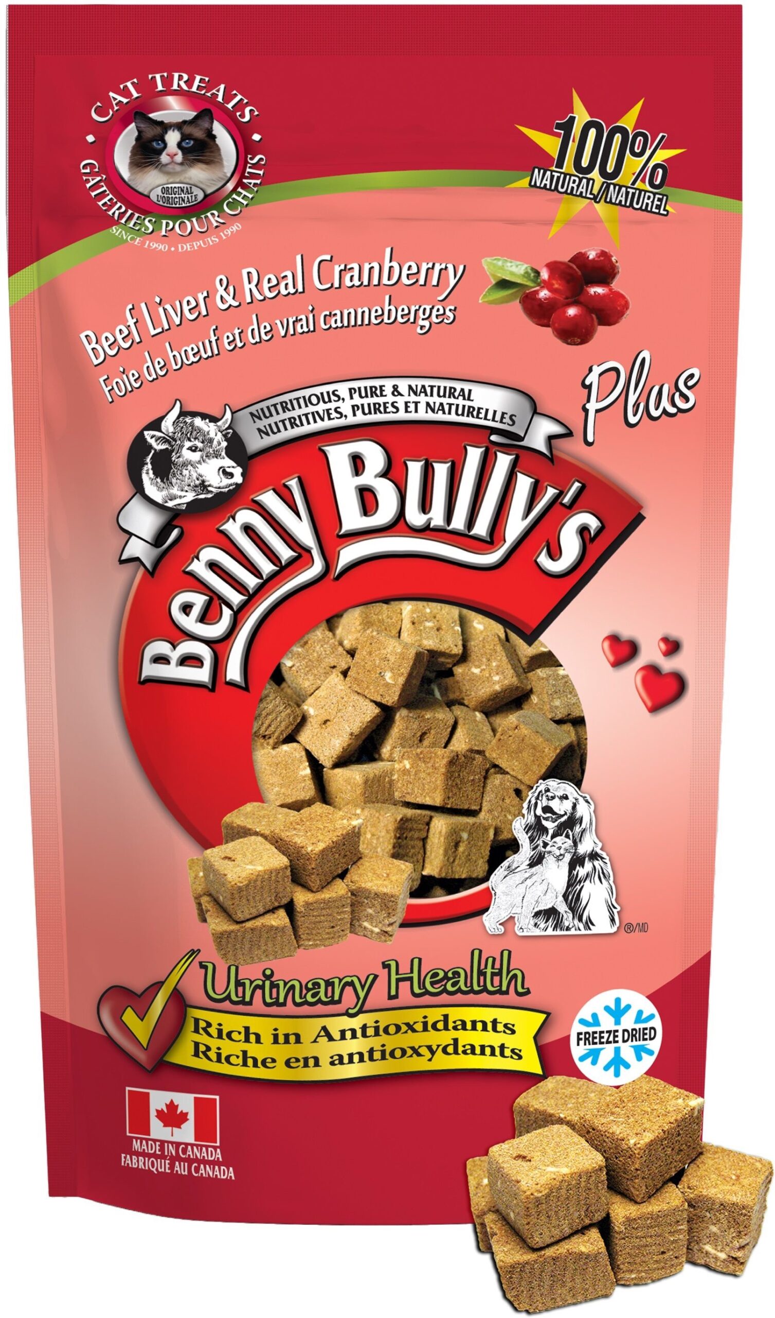Benny Bully’s | Gâteries lyophilisées pour chien et chat | Foie de boeuf et canneberge - 25 gr