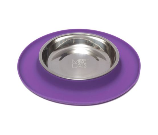 Messy Cats - Bol inox avec base en silicone pour chat