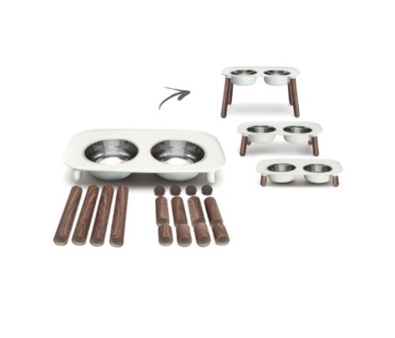 Messy Mutts - Bol double surélevé avec pattes en faux bois ajustables