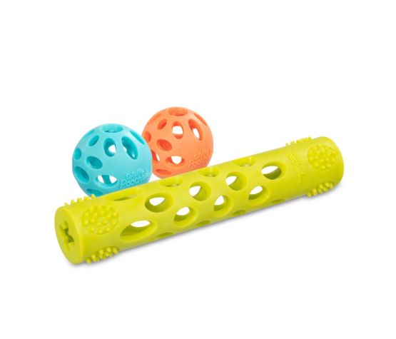 Messy Mutts - Ensemble de 3 jouets pour chien "Totally Pooched / Huff'n Puff" - 2 balles + 1 bâton – Image 2