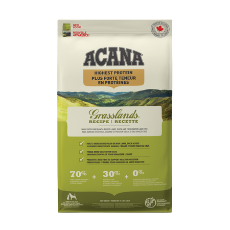 ACANA Plus forte teneur en protéines pour chien recette Grasslands