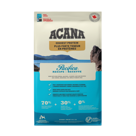 ACANA Plus forte teneur en protéines pour chien recette Pacifica