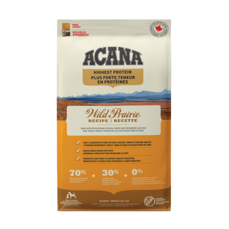 ACANA Plus forte teneur en protéines pour chien recette Wild Prairie