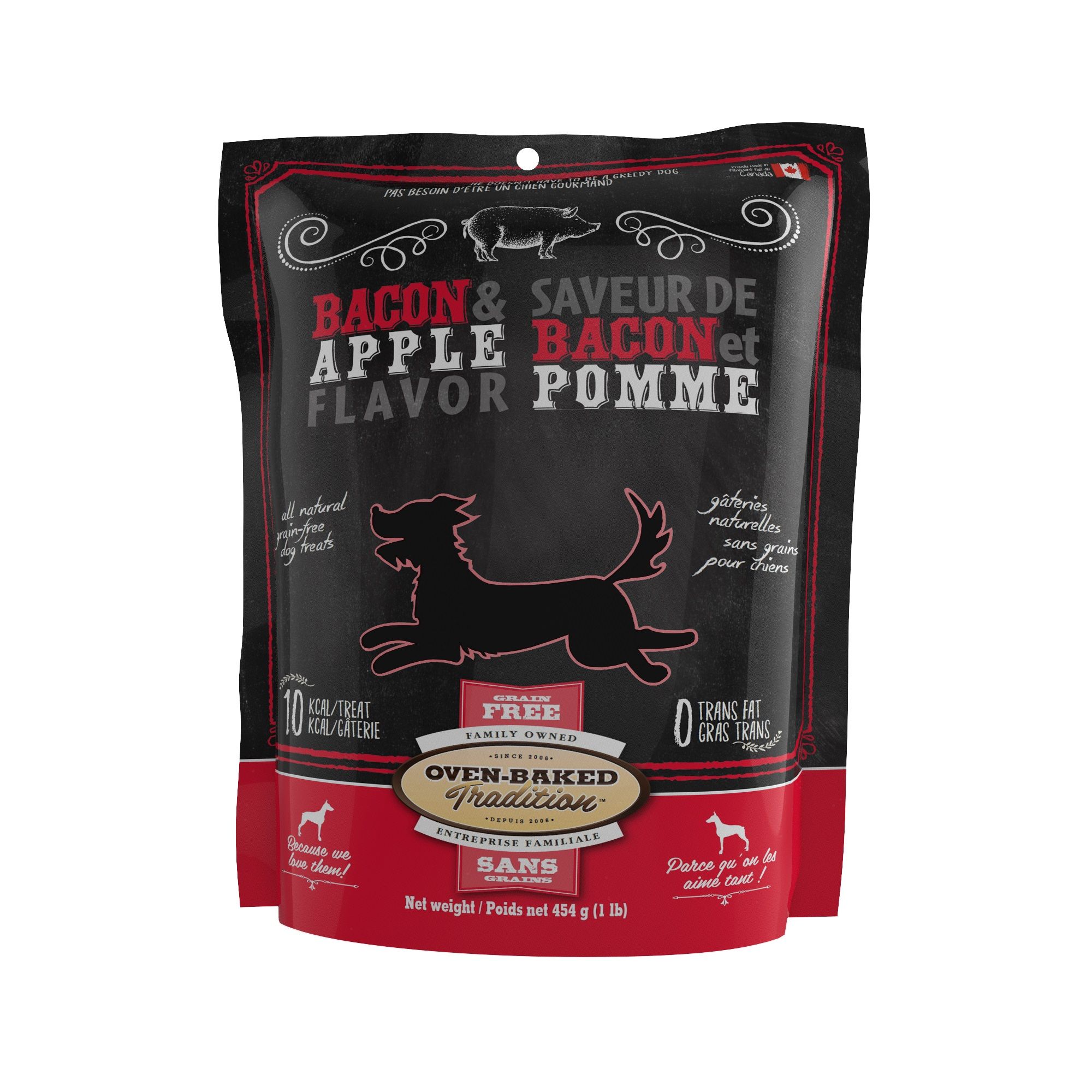 Oven Baked Tradition Gâteries Pour Chien, Sans Grains, Biscuits Bacon Et Pommes 454g