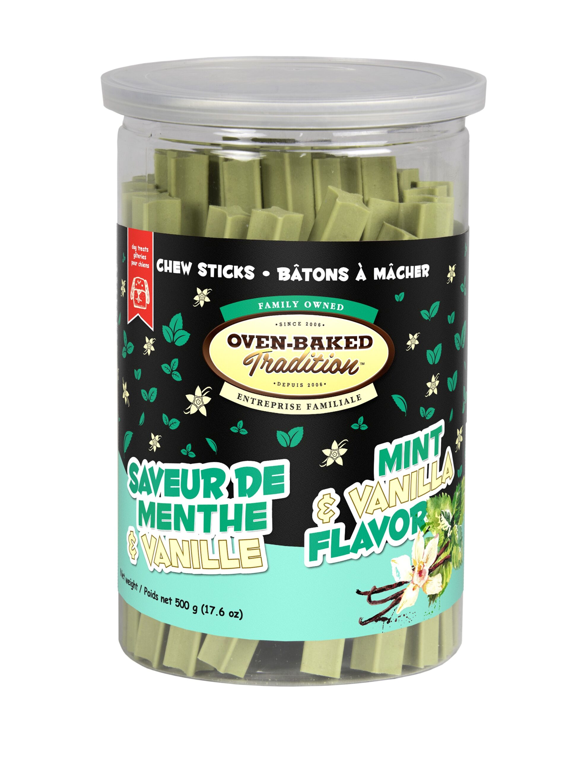 Oven Baked Tradition Gâteries Pour Chien, Bâtons à Mâcher, Menthe Et Vanille 500g