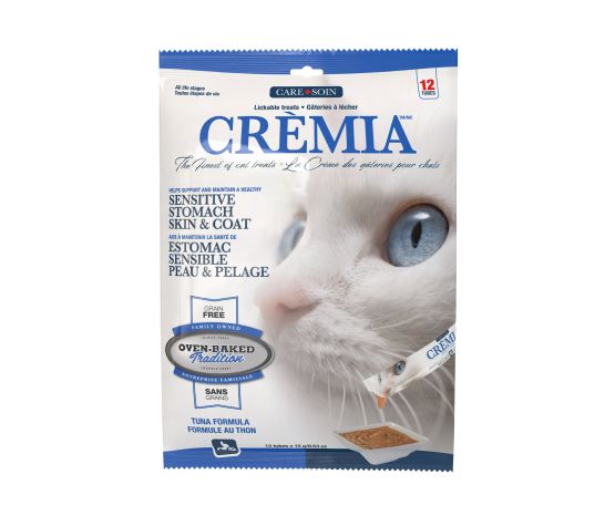 Oven-Baked Tradition | Crèmia gâteries à lécher pour chat, sans grains - Peau et estomac | Thon 12x15g