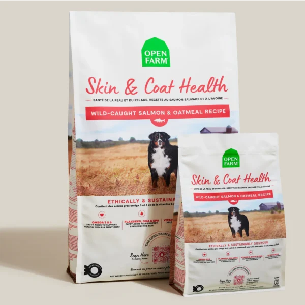 Open Farm - Nourriture pour chien | Santé de la peau et du pelage - Recette au saumon sauvage et à l'avoine
