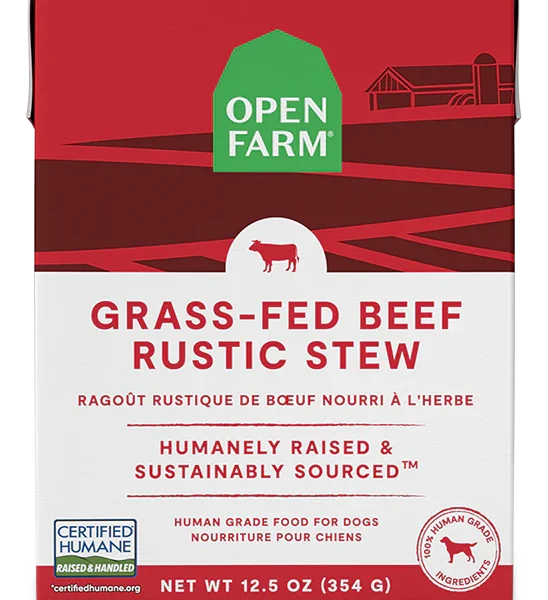 Open Farm - Conserve pour chien | Ragoût rustique de boeuf nourri à l'herbe - 12.5 oz
