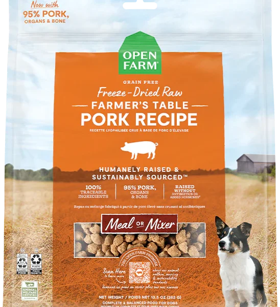 Open Farm - Repas ou garniture lyophilisée crue | Porc d'élevage