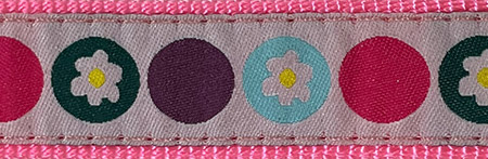 Hunter - Collier Nylon - Chien | 1" x 22" - Rose avec pois et fleurs