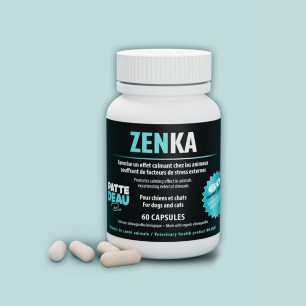 Patte d'eau Bio - Zenka | Calme, sommeil, mieux-être naturel - Chien et chat - 60 capsules
