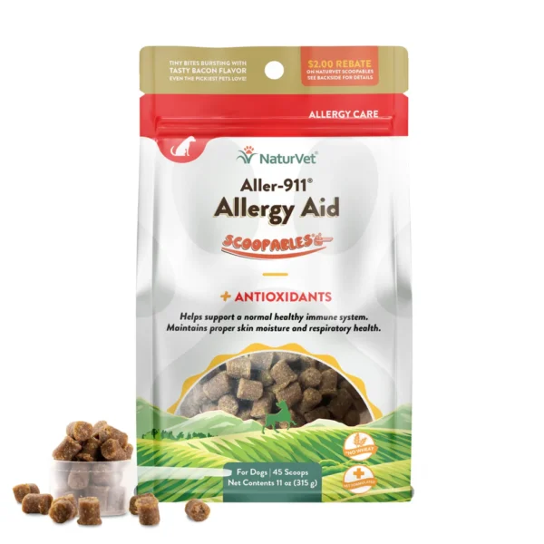 NaturVet - Scoopables | Aller-911 - Antioxydants | Aide contre les allergies saisonnières - 45 bouchées | Chien