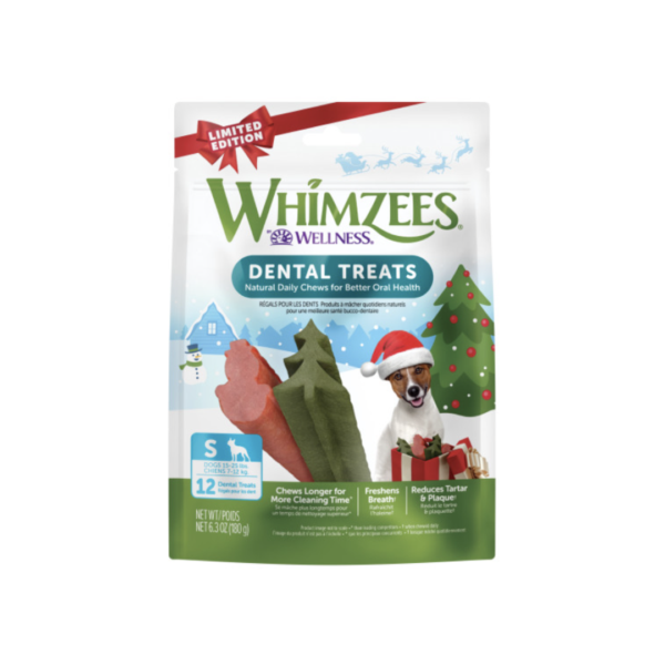 Whimzees - Brushzees Noël | Gâterie dentaire naturelle | Chien - Moyen