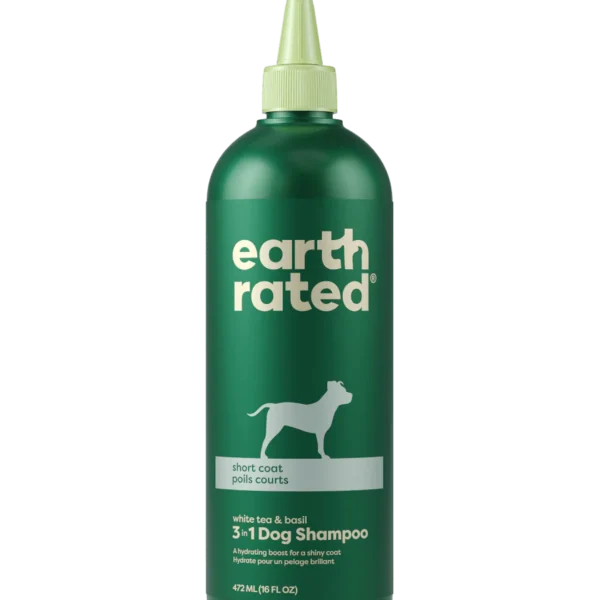 Earth Rated - Shampoing pour chiens à poil court | Thé blanc et basilic - 472 ml