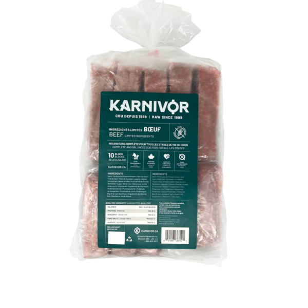 Karnivor - Nourriture crue pour chien | Ingrédients limités Boeuf - 10 lbs