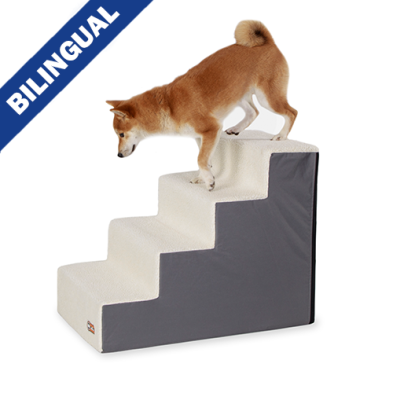 K&H - Escaliers en polaire à 4 marches pour chien | 16"L x 28"W x 22"H - Gris