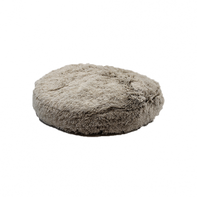 Ruff Love - Coussin pour chien rond en fausse fourrure avec fond antidérapant | Gris