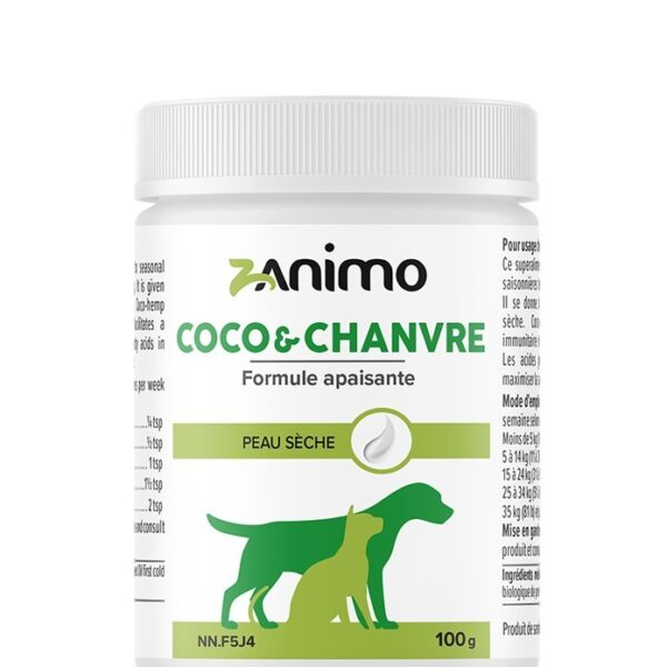 Zanimo - Supplément alimentaire - Formule apaisante chien et chat | Coco et chanvre - 100g