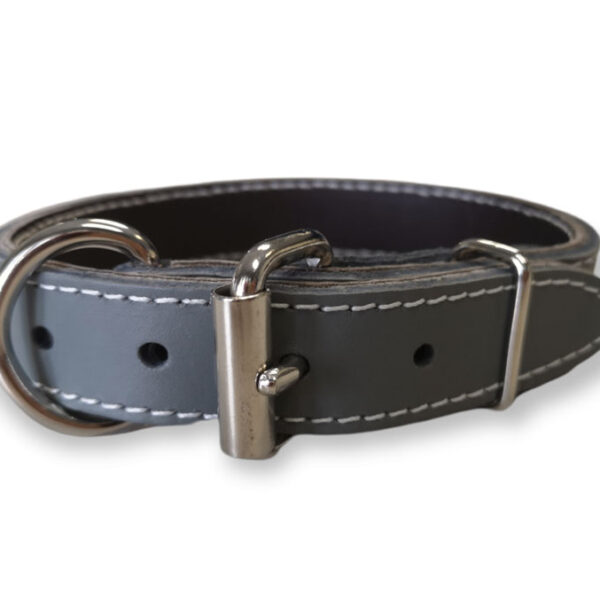 Arizona - Collier cuir latigo double 1 1/4"x 24" | Gris