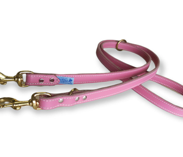 Arizona - Laisse de cuir double 5 positions 3/4'' x 72'' | Rose
