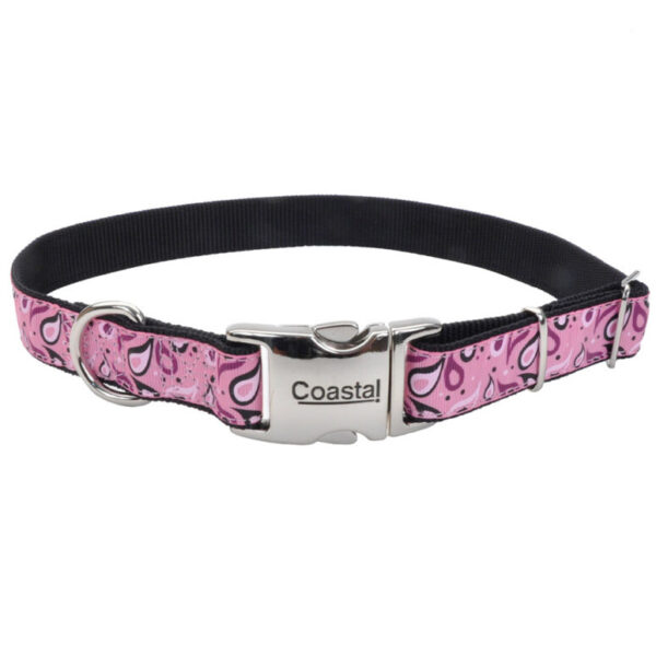 Coastal Ribbon - Collier de nylon ajustable - Boucle de métal - Moyen 12'' à 18'' | Rose