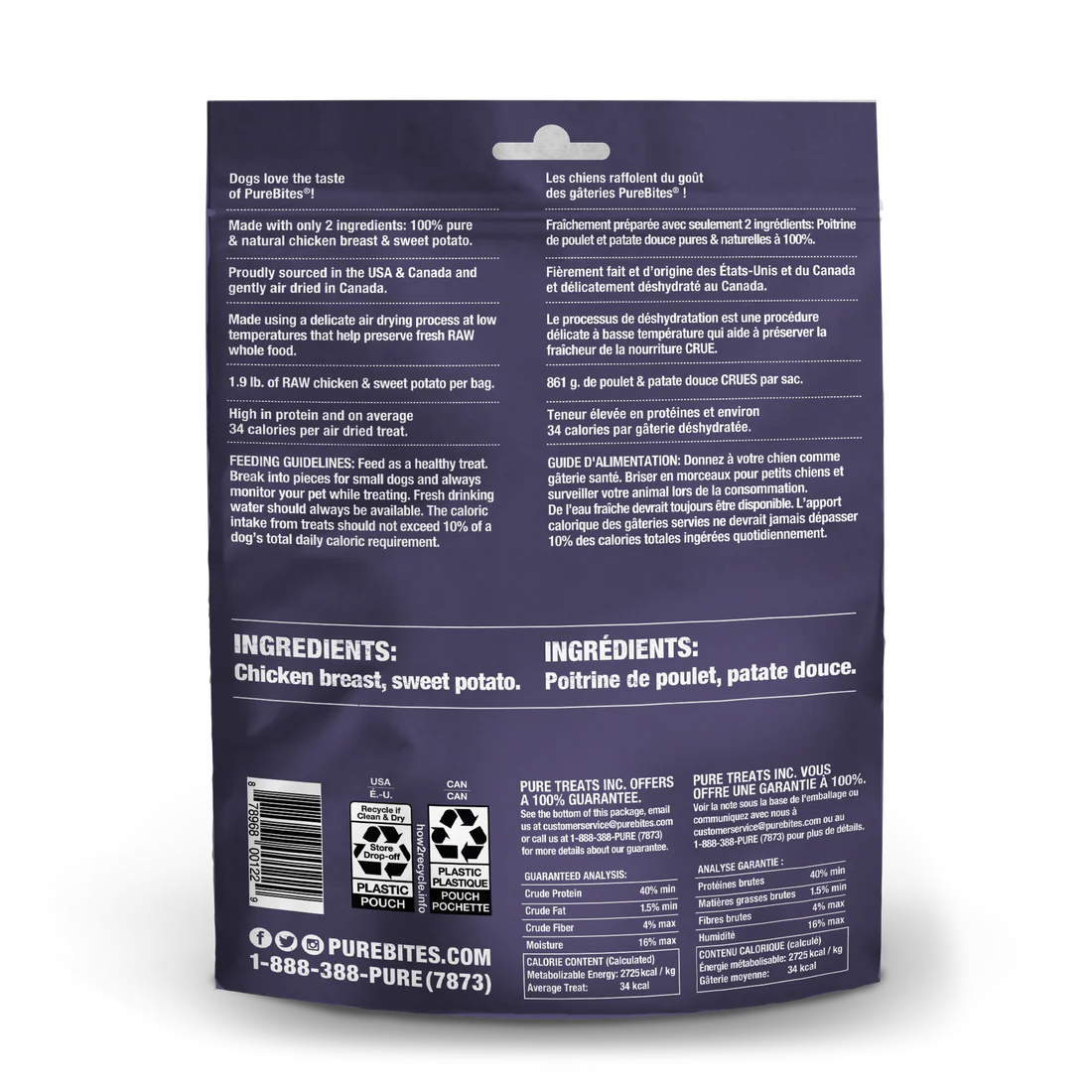 PureBites - Jerky de poulet et patate douce pour chien - 180g – Image 2