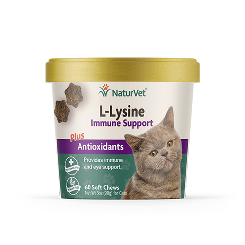 NaturVet - L-lysine | Support immunitaire pour chat | 60 comprimés à croquer